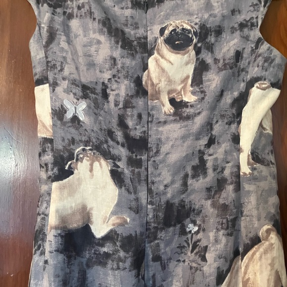 Iconic Moschino Charcoal/blue/taupe/black Pug Pattern Midi Dress - Picture 6 of 8